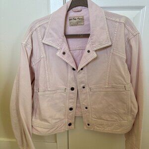 Free People Cropped Denim Light Pink Jacket